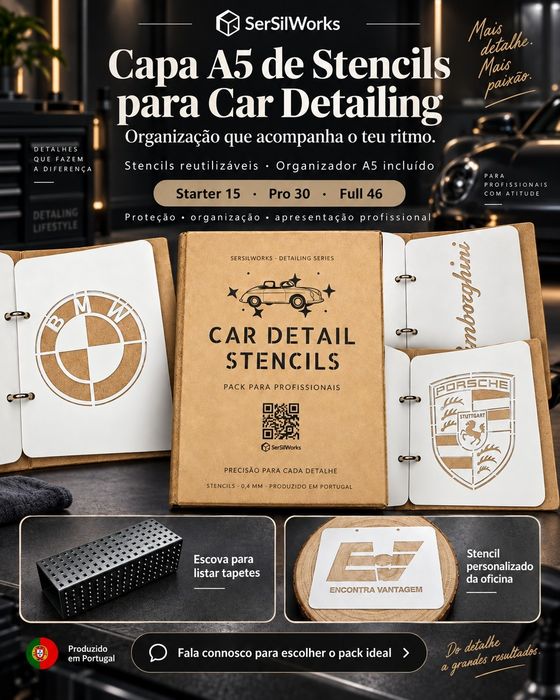 Capa A5 com Stencils Logotipos para Car Detailing
