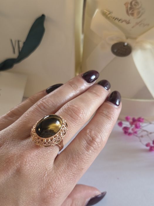 Pierścionek warmet 585 tygrysie oko