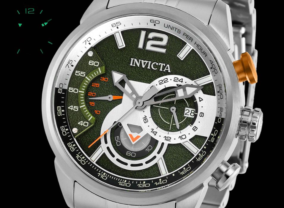 Годинник Invicta Aviator 39664 46 mm. 100 MT. Chronograph Green