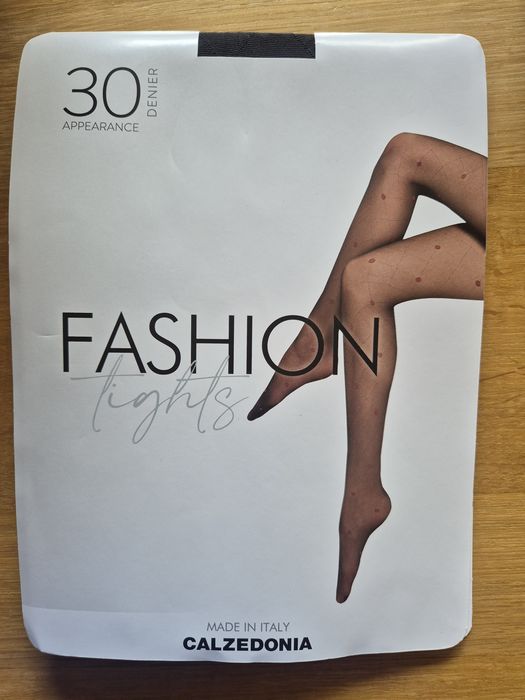 Rajstopy Calzedonia s/m m/l czarne fioletowe w romby kropki 30 de