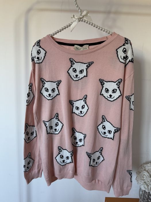 Sweter Bershka pieski różowy S