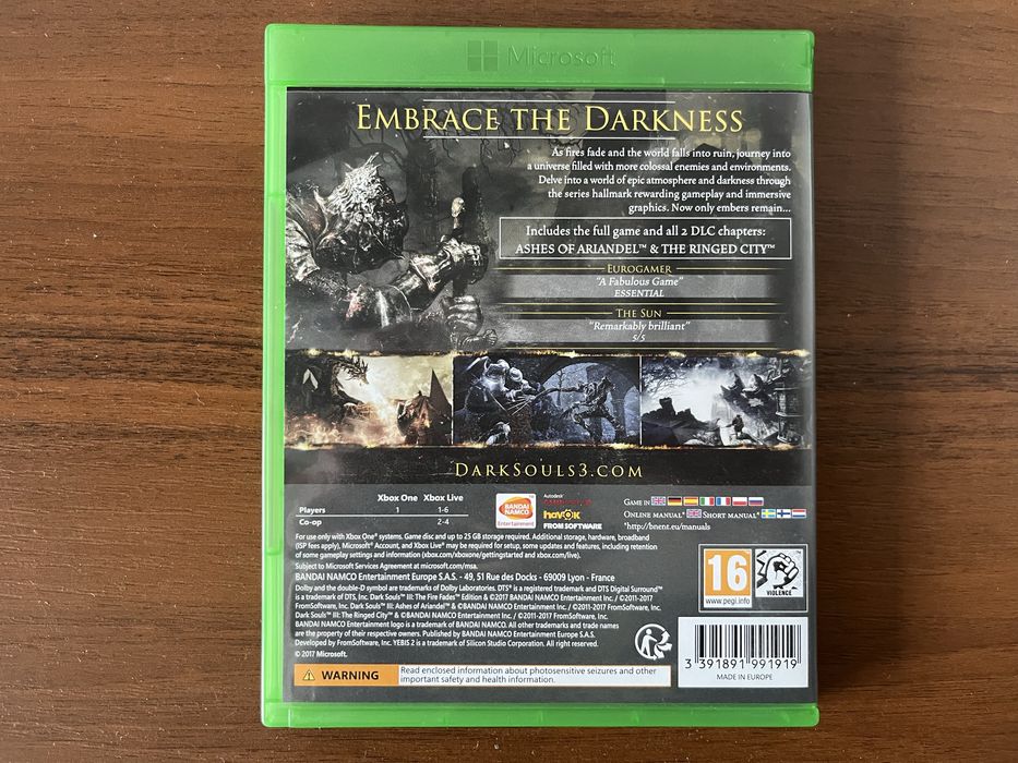 Dark Souls III Fire Fades Edition xbox one
