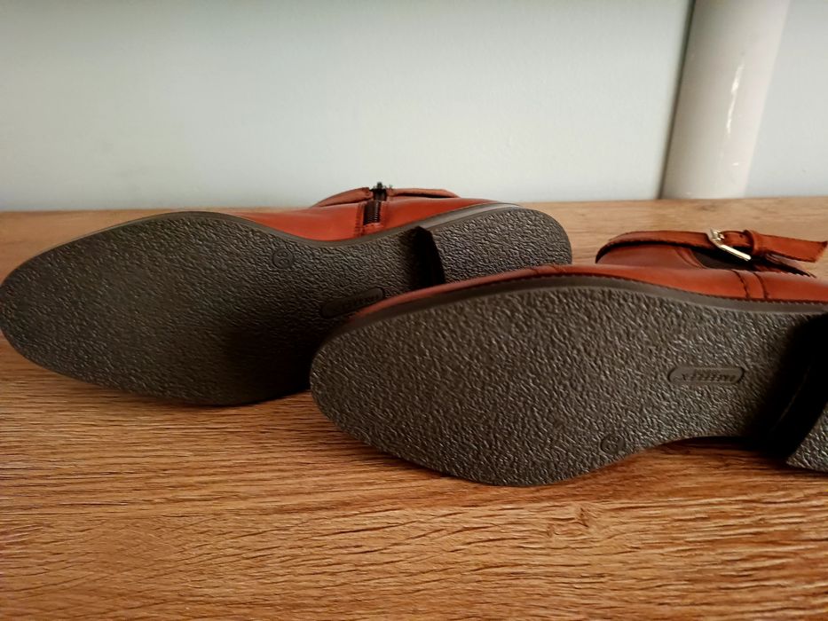 Nowe skórzane sztyblety, botki roz 38, 24.5 cm