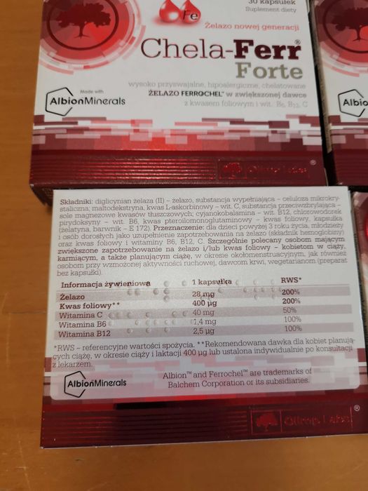 Chela-Ferr Forte Żelazo + kwas foliowy + Wit B6 B12 C