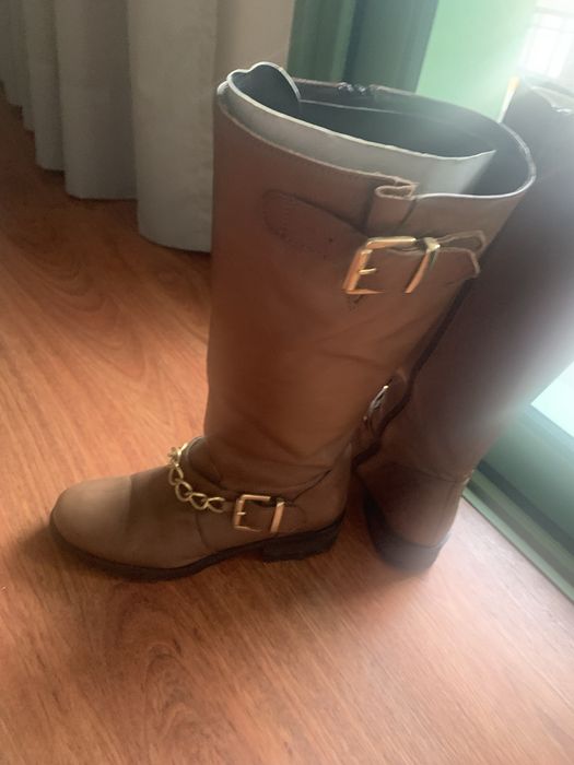 Botas castanhas, 100% pele