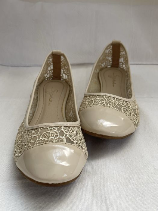 Бежеві мереживні балетки, 39 р.
