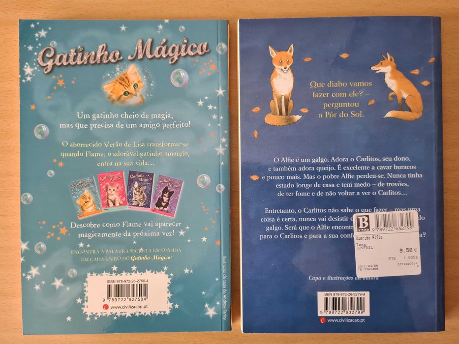 2 livros juvenis: Gatinho Mágico e Querido Alfie