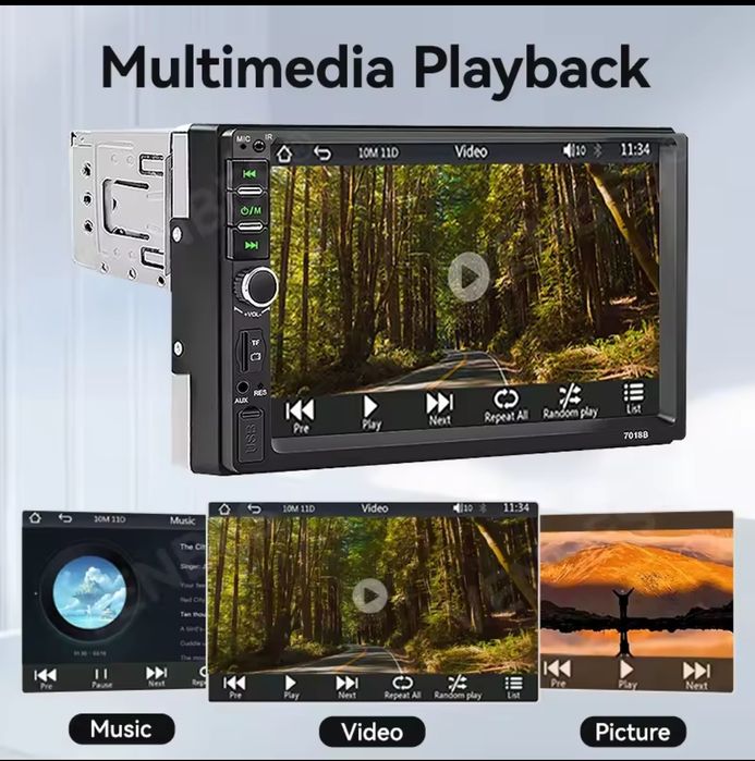 Магнітоли 1DIN та 2DIN 7018B – MP5, Bluetooth, камера заднього ходу!