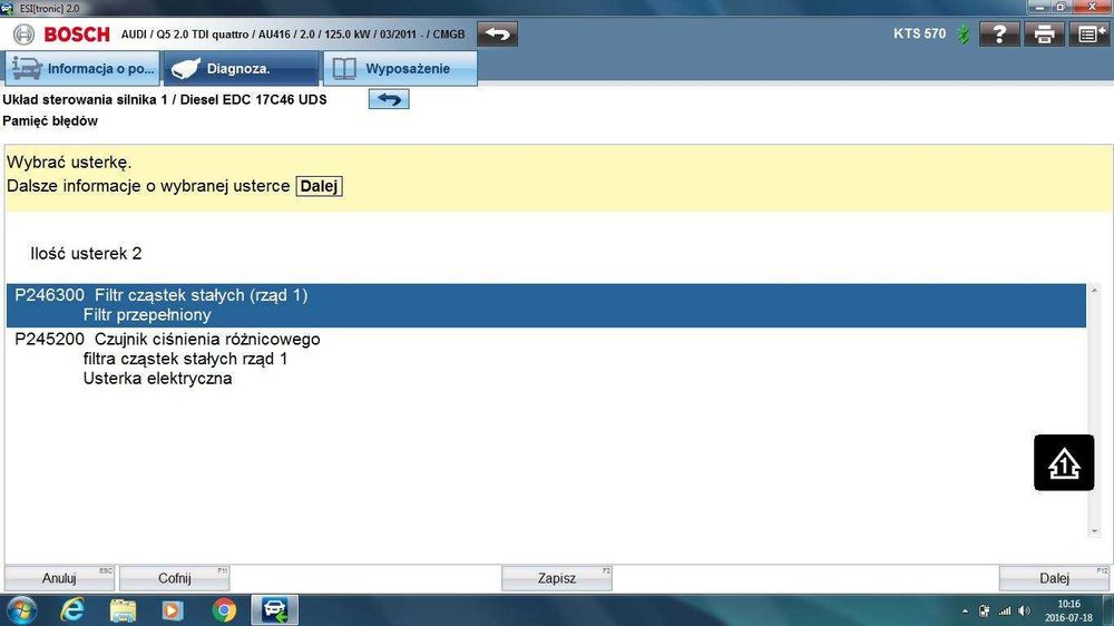 Serwis filtra cząstek stałych FAP / DPF