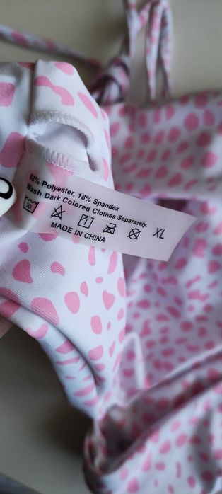 Bikini kostium kąpielowy Shein różowy biały cętki