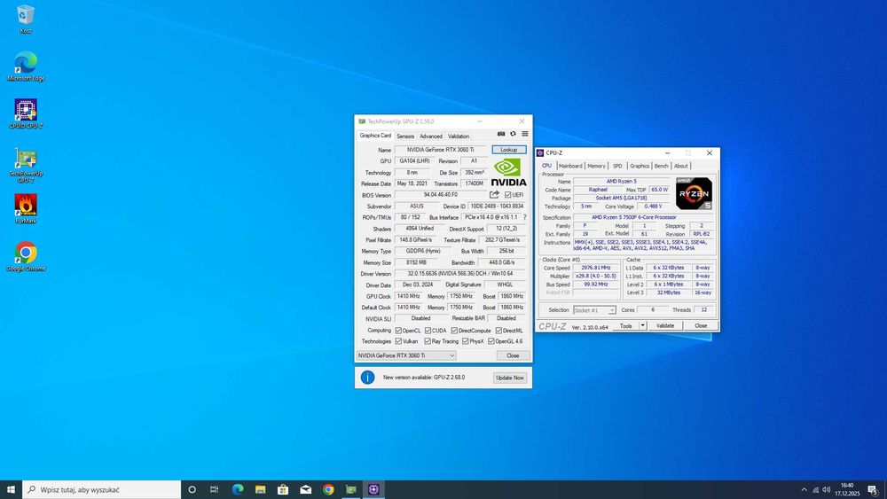 Ryzen 5 7500f / 16GB DDR5 / RTX 3060Ti / dysk NVMe M2. 500GB