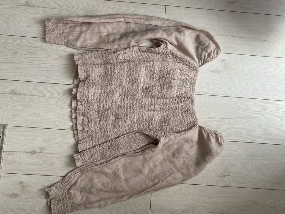 Lniana bluzka hiszpanka z długim rękawem marszczona Phase Eight L