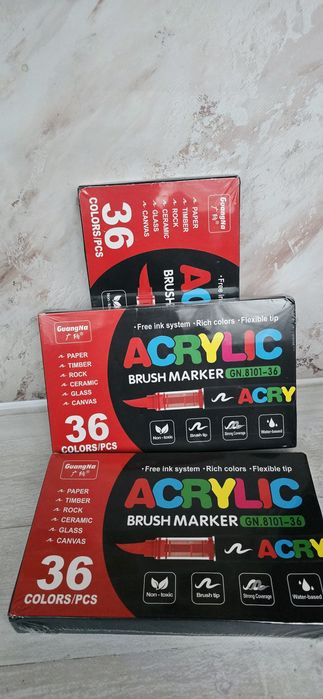 Акрилові маркери браш GuangNa, акриловые маркеры металик, фломастеры
