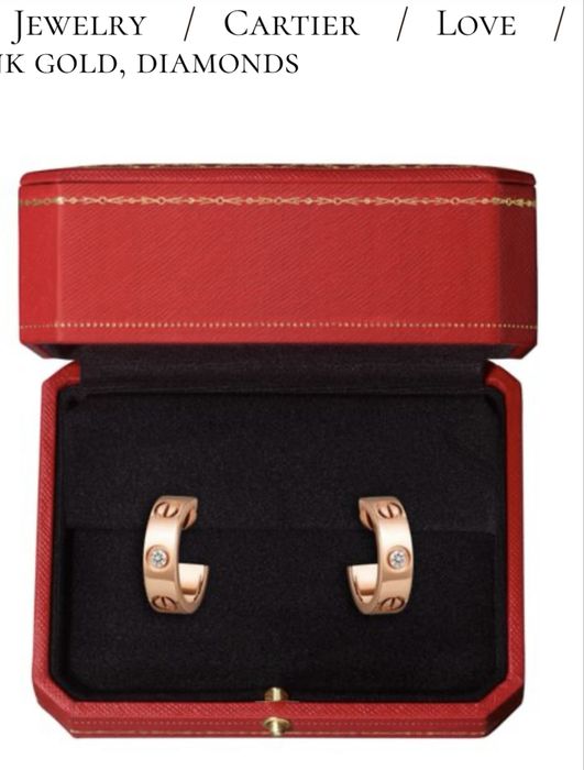 Золотые серьги Cartier Love с бриллиантами.