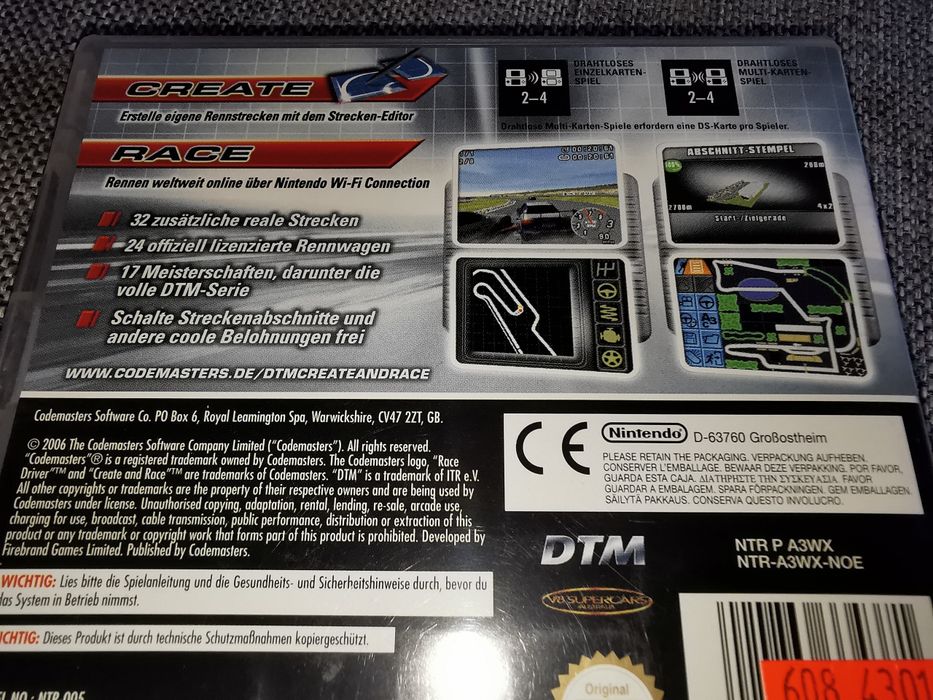 DTM Race Driver DS Nintendo gra ANG (komplet stan BDB) sklep Ursus
