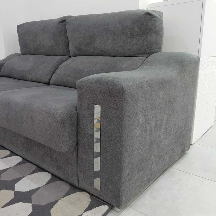 Sofá 3 Lugares Cinza Moderno  (100 x 200cm) – Excelente Estado