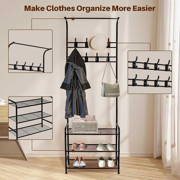Bengaleiro cabide sapateira 182x60x30 [BRANCO/PRETO] NOVO PORTESGRÁTIS