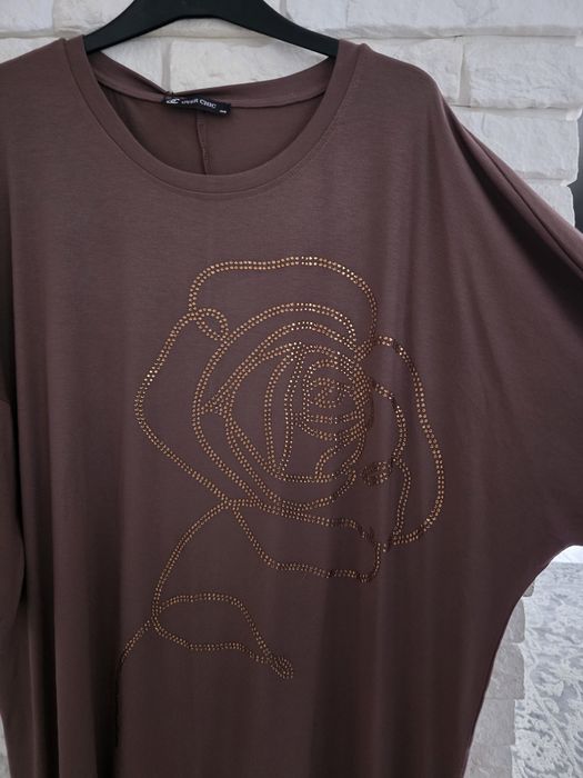 Overchic cudo turecka tunika cyrkonie róża plus size 50 52 54