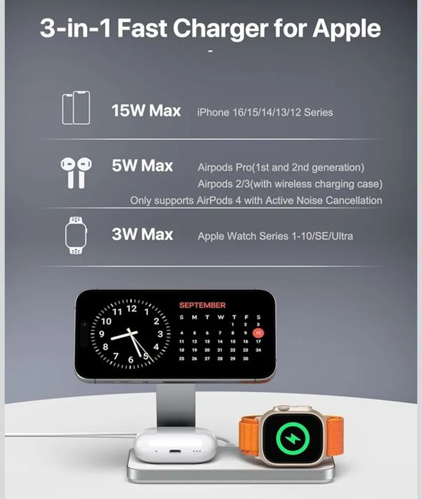 Bezprzewodowa ładowarka, stacja ładująca 3 w 1 do Apple