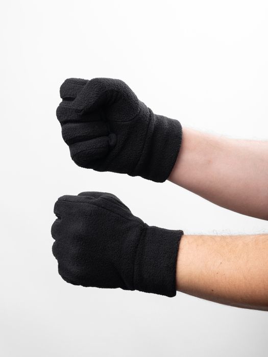 Тактичні військові флісові одношарові рукавиці Чорні з Touch Screen