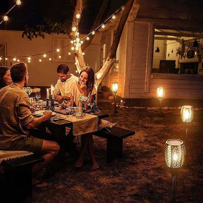 DUŻA Lampa imitująca OGIEŃ/Płomień wbijana w ziemię na SOLAR, Latarnia