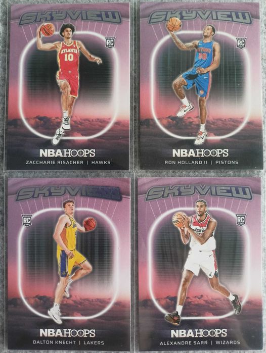 4 karty NBA Rookie 2024-25 Hoops Skyview Risacher Holland Sarr Knecht