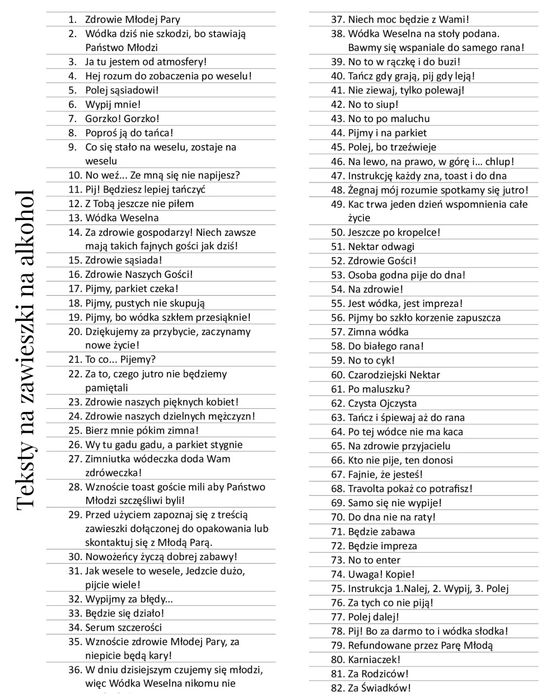 Zawieszki na alkohol 100 sztuk