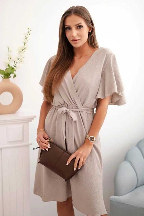 Sukienka Fango Kopertowa z Paskiem Made in Italy S M L