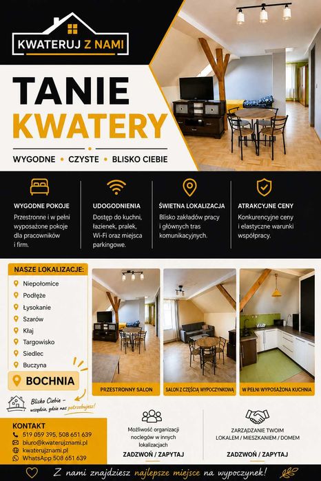 Bochnia Gdów Suchoraba Niepołomice , kwatery pracownicze NOCLEG, noclegi, hostel