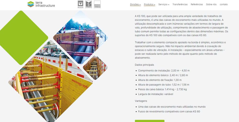 Contenção periférica metálica para entivação de valas KRINGSVERBAU