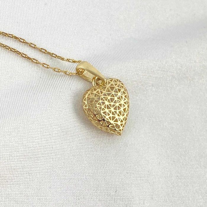 ZŁOTA zawieszka ażurowe SERCE PRÓBA 585 (14K)