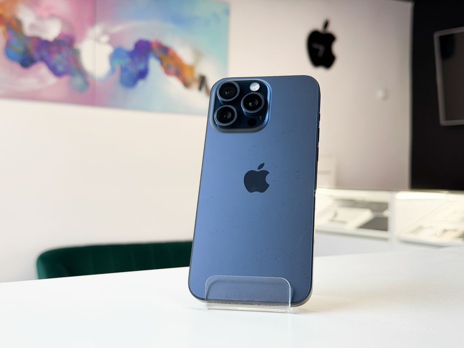 iPhone 15 Pro Max 256 GB Niebieski Tytan Super Stan 100% bateria Sklep Gwarancja