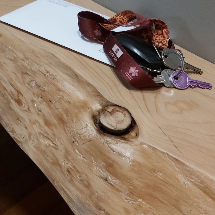 Consola de hall madeira natural 90 x 34 x 74 cm (outras medidas)