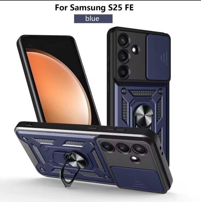 Ударопрочный чехол на Samsung S25 S24 FE со шторкой с кольцом чохол