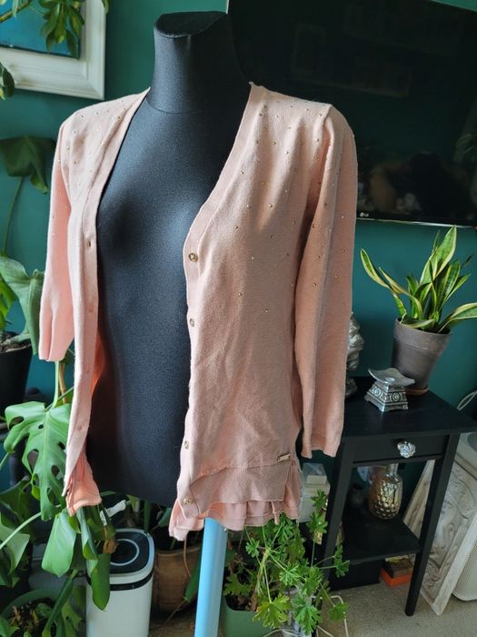 Mayoral 152 sweter kardigan 12 lat z falbanką i kamyczkami