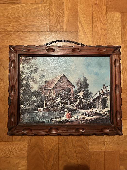 Francois boucher młyn praczka poerze obraz grafika drewno rama