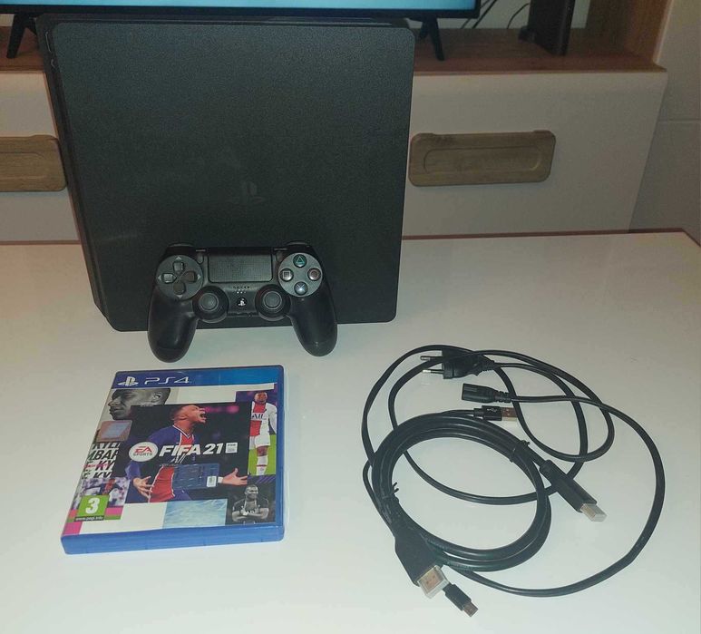 Ps4 slim 500 GB Com caixa 1 comando Original e Jogo Fifa 21