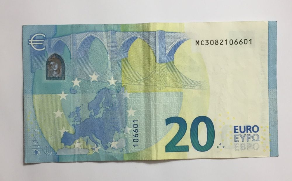 curiosidade - nota de 20 EUROS 2015 - mini capicua