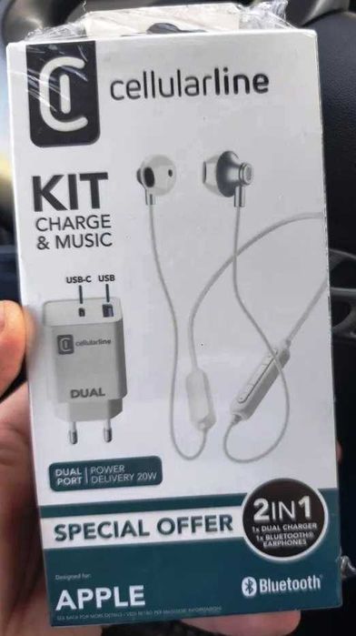 NOWA Ładowarka sieciowa CELLULARLINE 20W + Słuchawki Bluetooth 4 APPLE