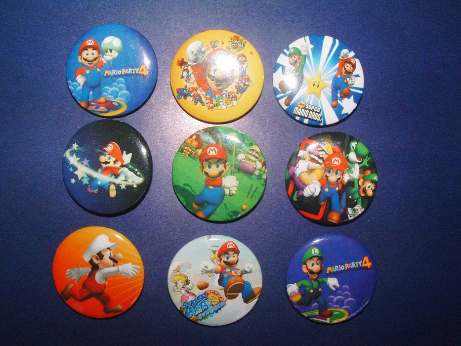 9 Crachás Batman, Homem-Aranha, Drª Brinquedos, Super Mario