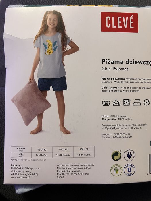 Nowa piżama dziewczęca rozmiar 158/164