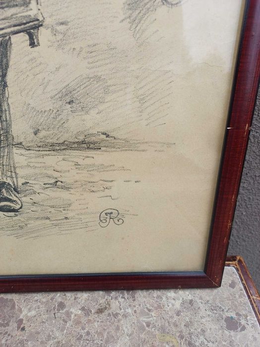 92 Stare obrazki litografie Józef Rapacki kominiarz kataryniarz oprawi