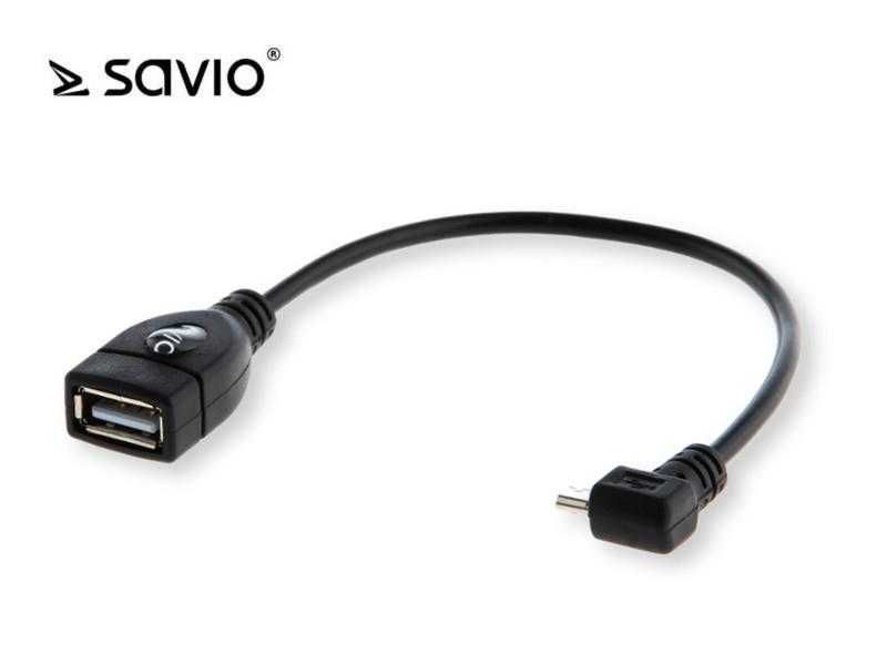 Adapter USB --> micro USB OTG Savio CL-61 kątowy