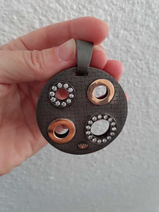 Pendente, medalhão Eugénio Campos ouro, prata, zircónias