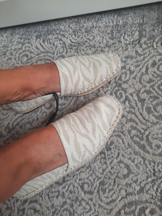 Damskie espadryle Zara 38 nowe Boho ecru słoma