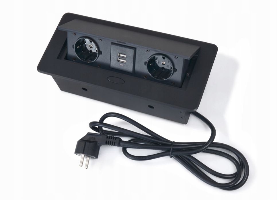 Power port biurkowy z dwoma gniazdami 230V oraz USB