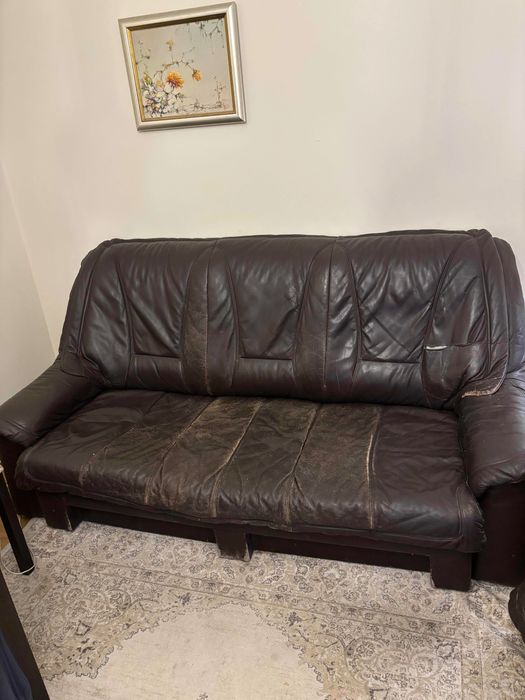 Oddam sofę skórzaną + fotel za darmo