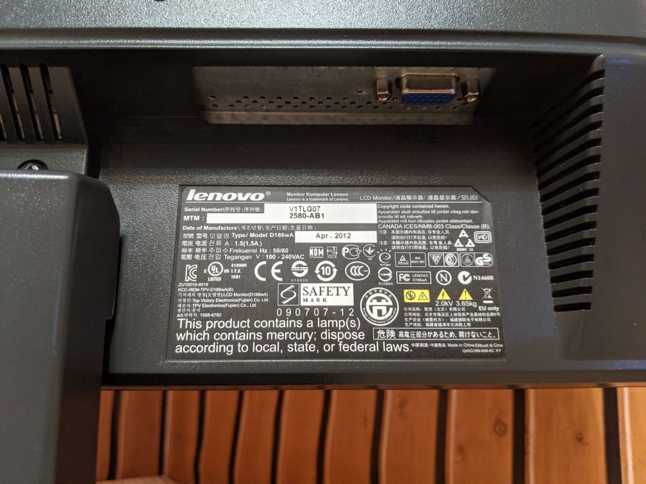 Продам монітор Lenovo D186wA (18.5")