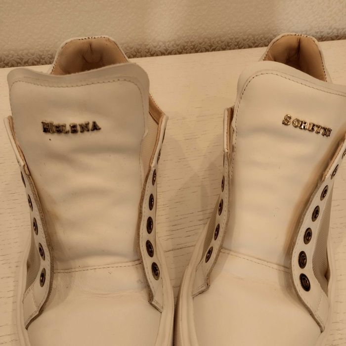 Белые кеды, кроссовки  из кожи и текстиля Helena Soretti