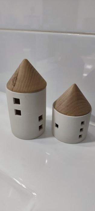 Domki ceramiczne drewno dekoracja, ozdoba